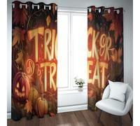 LANDOCROWN Paysage d’Automne Rustique fenêtre Rideau Trick Or Treat Art Citrouille et Feuilles d’érable Chambre Obscurcissant Rideaux occultants pour Salon 2X B117 x H138 cm