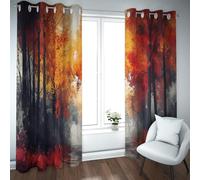 LANDOCROWN Paysages d’Automne éclatants Rideaux occultants Style Exotique Jaune Rouge Arbres et Feuilles d’Automne Salle de Paysage Assombrissement Rideaux de fenêtre 2X B132 x H90 cm