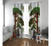LANDOCROWN Rétro Forest Park thème Rideaux occultants accueillant Motif de pin symbolise la Chaleur et l’hospitalité Rideau de qualité hôtelière 2X B140 x H240 cm