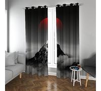 LANDOCROWN Rideaux occultants de Style Japonais Paysage de Coucher de Soleil de Montagne 2pcs Réduction du Bruit Rideau de Traitement de fenêtre pour Restaurant Hôtel 90 X 130cm
