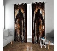 LANDOCROWN Vintage Classic Halloween Rideaux occultants Horreur Momie Monstre Imprimé Oeillet Rideaux isolés thermiquement pour l’assombrissement de la pièce 2X B150 x H190 cm