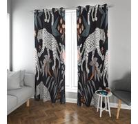 LANDOCROWN Vintage Floral occultant Rideaux Jungle Animal léopard imprimé Couleur foncée intimité Rideau de fenêtre insonorisés pour Balcon de Salon 2X B140 x H220 cm