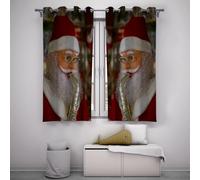 LANDOCROWN Vintage Père Noël Portrait Rideaux occultants Saxophone Instrument de Musique Fenêtre Rideaux 2 Panneaux Set pour Balcon Terrasse Décor 2X B107 x H183 cm