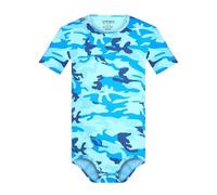 Landofgenie Body à manches courtes une pièce pyjama camouflage grenouillère adulte bouton entrejambe barboteuse pour homme - Camouflage, bleu, XL