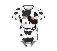 Landofgenie Body Homme Manches Courtes en Coton avec Imprimé Vache et Boutons-Pression à l'entrejambe, Pyjama Confortable ou sous-vêtement Onesie
