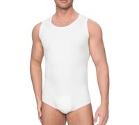 Landofgenie Body Homme sans Manches - Bodysuit en Maille, Grenouillère Pyjama Une Pièce pour Adultes, Combinaison Confortable avec Boutons, Onesie Léger pour Maison ou Extérieur Blanc M