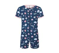Landofgenie Body pour homme en coton respirant avec fermetures éclair, manches courtes, pyjama une pièce pour un costume confortable et un vêtement de détente, bleu, XS
