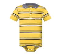 Landofgenie Grenouillère à manches courtes pour homme - Polo rayé - Pyjama une pièce pour adulte, jaune, S
