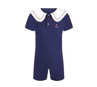 Landofgenie Hommes Manches Courtes col Marin Romper Pyjama Bodysuit One Piece Rompers Botton Crotch Top Shirt Pyjamas pour Hommes Bleu foncé 2XL