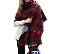 Landove Echarpe a Carreaux Femme Chale Tartan Laine Mode Etole Grande Plaid Foulard Oversize Pashminas Shawl Cardigan Cachemire Chaud Automne Hiver Manteau Tricot Ponchos et Capes