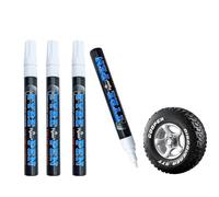 Landrain Lot de 4 stylos de retouche pour pneus de voiture - Blanc - Résistant à l'eau - Marqueur de pneu de voiture - Stylo de retouche pour pneus de voiture et moto