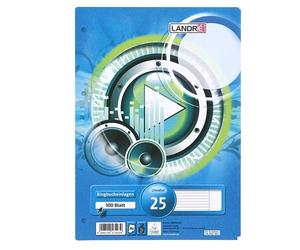 Landre 100050463 Lot de 100 feuilles de papier lignées avec marge blanche 70 g/m² Coins arrondis perforés