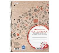 LANDRÉ Collegeblock Recycling DIN A4+ quadrillé 80 feuilles rouge marge gauche et droite