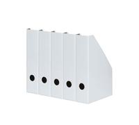 LANDRÉ Lot de 5 porte-revues A4 en carton solide - Largeur : 7 cm - Blanc