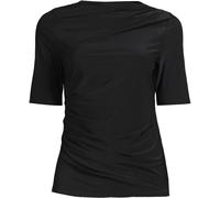 Lands' End Lands' End Black Elbow Sleeve Silky Soft Side Ruched Top