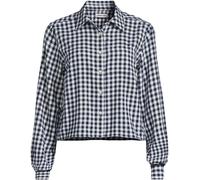 Lands' End Lands' End Long Sleeve Button Through Cropped Flannel Shirt Bleu Petit