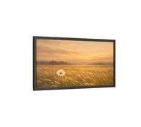 Landscape Nature Daisy Golden Sunset Field - Framed Canvas Wall Art Print 32×16 inch (80×40 cm) - Horizontal/Espresso / 1.25 inch (3 cm)