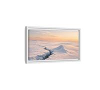 Landscape Nature Ice Field Winter - Framed Canvas Wall Art Print 20×10 inch (50×25 cm) - Horizontal/White / 1.25 inch (3 cm)