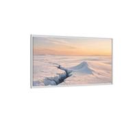 Landscape Nature Ice Field Winter - Framed Canvas Wall Art Print 48×24 inch (120×60 cm) - Horizontal/White / 1.25 inch (3 cm)