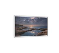 Landscape Nature Starry Night Milky Way - Framed Canvas Wall Art Print 32×16 inch (80×40 cm) - Horizontal/White / 1.25 inch (3 cm)