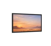 Landscape Nature Wildebeest Desert Sunset - Framed Canvas Wall Art Print 32×16 inch (80×40 cm) - Horizontal/Black / 1.25 inch (3 cm)