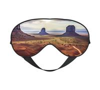 Landscape of Monument Valley Masque de sommeil pour homme et femme - Masque pour les yeux double face avec sangle réglable, doux au toucher soyeux, bloque la lumière et respirant, pour voyage, sieste