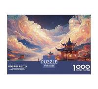 Landscape Painting in The Style of Chinese Art 1000 Pcs Découpe Précise Puzzle Traditional Chinese Architecture Amusant Jigsaw Déco Maison pour Amis 38x26cm/1000pcs