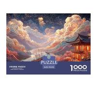 Landscape Painting in The Style of Chinese Art 1000 Pièces Puzzles Traditional Chinese Architecture Images Vibrantes Puzzle pour Adultes Jeu Créatif 70x50cm/1000pcs