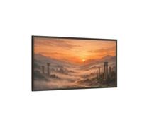 Landscape Vintage Ancient Ruins Orange Sunset - Framed Canvas Wall Art Print 48×24 inch (120×60 cm) - Horizontal/Espresso / 1.25 inch (3 cm)