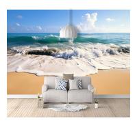 Landscape Wall Mural Beach blue sky clouds sea view 100x70cm Self-adhesive Wallpaper Photo Art Living Room Bedroom Office Murals