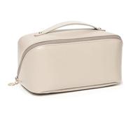 LandVK Trousse de rangement de maquillage pour femme, trousse de toilette pour voyage, trousse de rangement de fournitures, beige, Sacs croisés