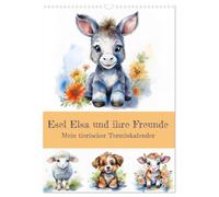 L'âne Elsa et ses amis - Mon agenda animalier, Version française (Calendrier mural 2026 DIN A3 portrait), Calendrier CALVENDO mensuel