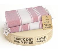 LANE LINEN Lot de 2 serviettes de plage 100 % coton avec sac, surdimensionnées, absorbantes, séchage rapide, pour piscine, voyage, sable, 99 x 180 cm, rose cachemire