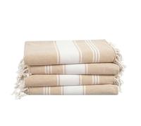 LANE LINEN Lot de 4 serviettes de plage 100 % coton avec sac, surdimensionnées, absorbantes pour piscine, voyage pour le sable, à séchage rapide - Beige (99 x 180 cm)