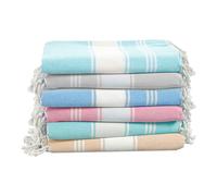 LANE LINEN Lot de 6 serviettes de plage turques pour femme - Prélavées, anti-rétrécissement, anti-sable, à séchage rapide, légères et douces, 99,1 x 180,3 cm - Plage vintage