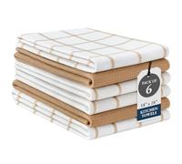 LANE LINEN Lot de 6 torchons de Cuisine 100% Coton, absorbants et à séchage Rapide avec Boucle de Suspension, 45,7 x 71,1 cm, Beige