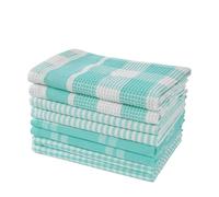 LANE LINEN Lot de 8 torchons de cuisine 100 % coton ultra doux, absorbants, séchage rapide, multitissus, 33 x 33 cm, turquoise