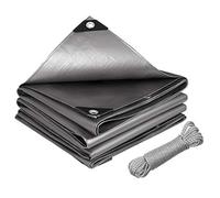 Laneetal Bâche de Protection 6x8m, 280g/m² PE, Étanche pour Meubles de Jardin, Voiture, Piscine, Bateaux, Corde de 34m Grise