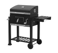 Laneetal Chariot de Barbecue à Charbon de Bois, BBQ Grille avec Couvercle, Thermomètre, Roues, Tablette Pliable, Grande Capacité pour Faire des Grillades en Plein Air, Noir, Métal,113x45,5x100cm