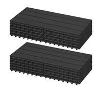 Laneetal Dalle de Terrasse WPC Emboîtable, Lot de 12 Carreaux de Sol Extérieur à Clipser pour Patio, Terrasse, Balcon, Piscine, 30x60 cm, Marron Clair