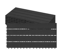 Laneetal Dalle de Terrasse WPC Emboîtable, Lot de 12 Carreaux de Sol Extérieur à Clipser pour Patio, Terrasse, Balcon, Piscine, 30x60 cm, Anthracite