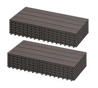 Laneetal Dalle de Terrasse WPC Emboîtable, Lot de 12 Carreaux de Sol Extérieur à Clipser pour Patio, Terrasse, Balcon, Piscine, 30x60 cm, Café