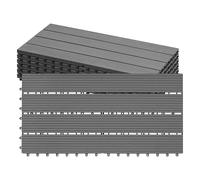 Laneetal Dalle de Terrasse WPC Emboîtable, Lot de 12 Carreaux de Sol Extérieur à Clipser pour Patio, Terrasse, Balcon, Piscine, 30x60 cm, Marron Clair