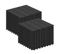 Laneetal Lot de 22 Carreaux de Terrasse à Lattes en WPC, Dalle de Terrasse Clipsable en Composite à Emboîtement, Carreaux Extérieur pour Jardin, Patio, Balcon, 30x30cm, Anthracite