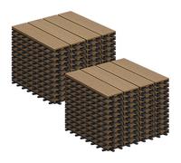 Laneetal Lot de 22 Carreaux de Terrasse à Lattes en WPC, Dalle de Terrasse Clipsable en Composite à Emboîtement, pour Jardin, Patio, Balcon, 30x30cm, Brun Clair