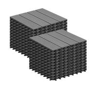 Laneetal Lot de 22 Carreaux de Terrasse à Lattes en WPC, Dalle de Terrasse Clipsable en Composite à Emboîtement, Carreaux Extérieur pour Jardin, Patio, Balcon, 30x30cm, Gris Foncé