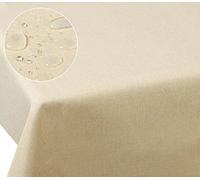 Laneetal Nappe de Table en Lin 130x220cm Aspect Hydrofuge,Nappe carrée Anti-Taches Anti-salissure Facile à Nettoyer,Champagne 0800043
