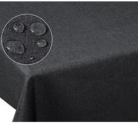 Laneetal Nappe Rectangulaire, Nappe Anti Taches, en Polyester, Aspect en Effet Lin, Imperméable, Lavable, Effet Déperlant, Protection et Décoration de Table, 135x180 cm, Gris