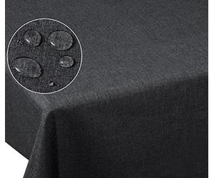 Laneetal Nappe Rectangulaire, Nappe Anti Taches, en Polyester, Aspect en Effet Lin, Imperméable, Lavable, Effet Déperlant, Protection et Décoration de Table, 135x180 cm, Gris