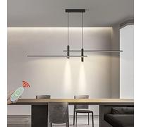 Lanekd LED Lustre Salle À Manger Lampe à Suspension Dimmable avec Télécommandé Cuisine Table À Manger Plafond Luminaire Moderne Aluminium Design Plafonnier pour Bar Café Salon Chambre (L120cm, Noir)